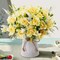 Artificial Flowers with Vase Fake Silk Flowers in Vase Gardenia Flowers Decoration for Home Table Office Party (Champagne)